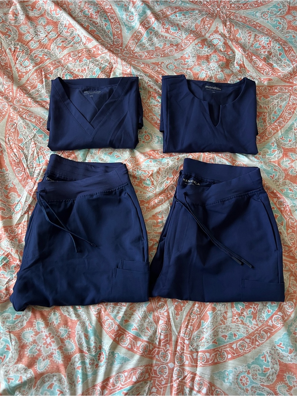 NWOT Mandala Navy Scrub Sets Bundle